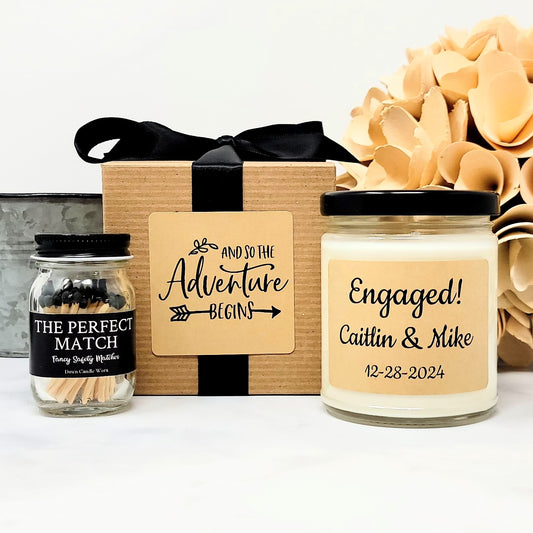 Personalized Engagement Candle with Names and Date