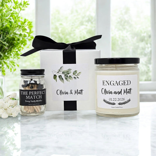 Personalized Engaged Candle with Names and Date