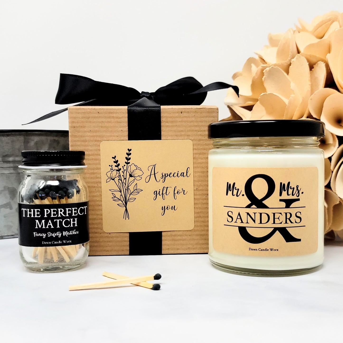 Mr. and Mrs. Candle - Personalized with Last Name