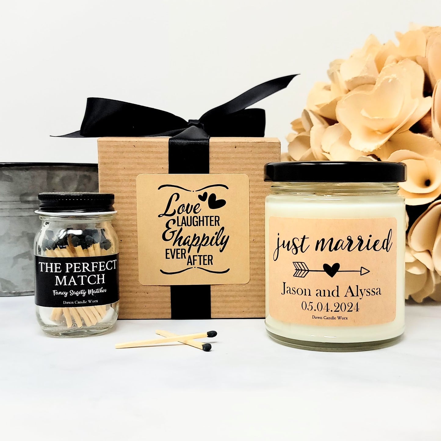 Just Married Wedding Candle