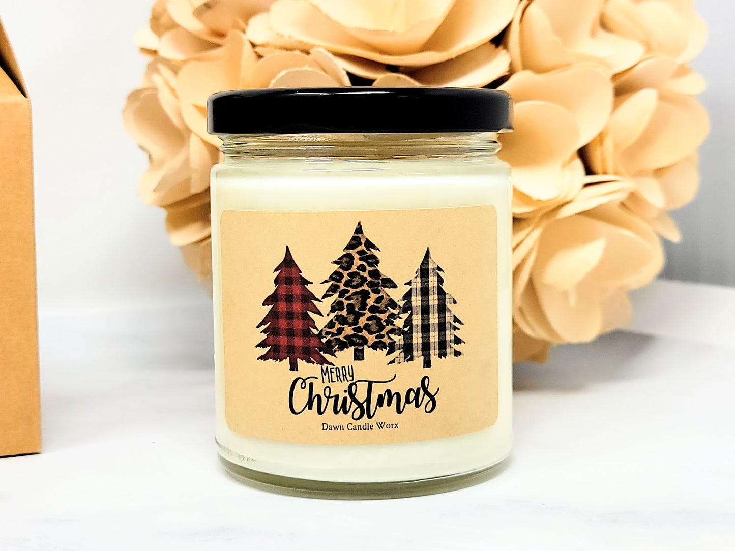 Merry Christmas Candle with Christmas Trees