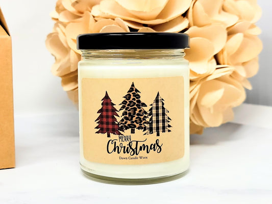 Merry Christmas Candle with Christmas Trees