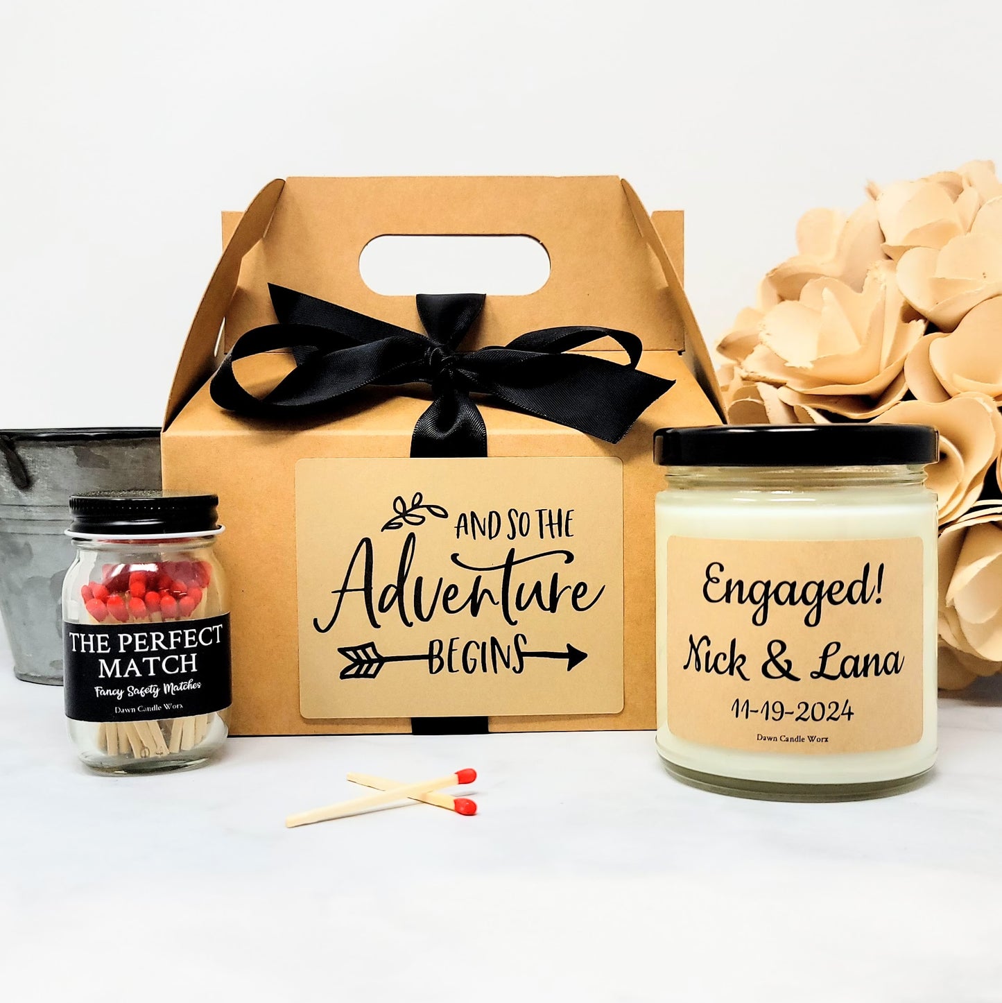 Personalized Engagement Candle with Names and Date