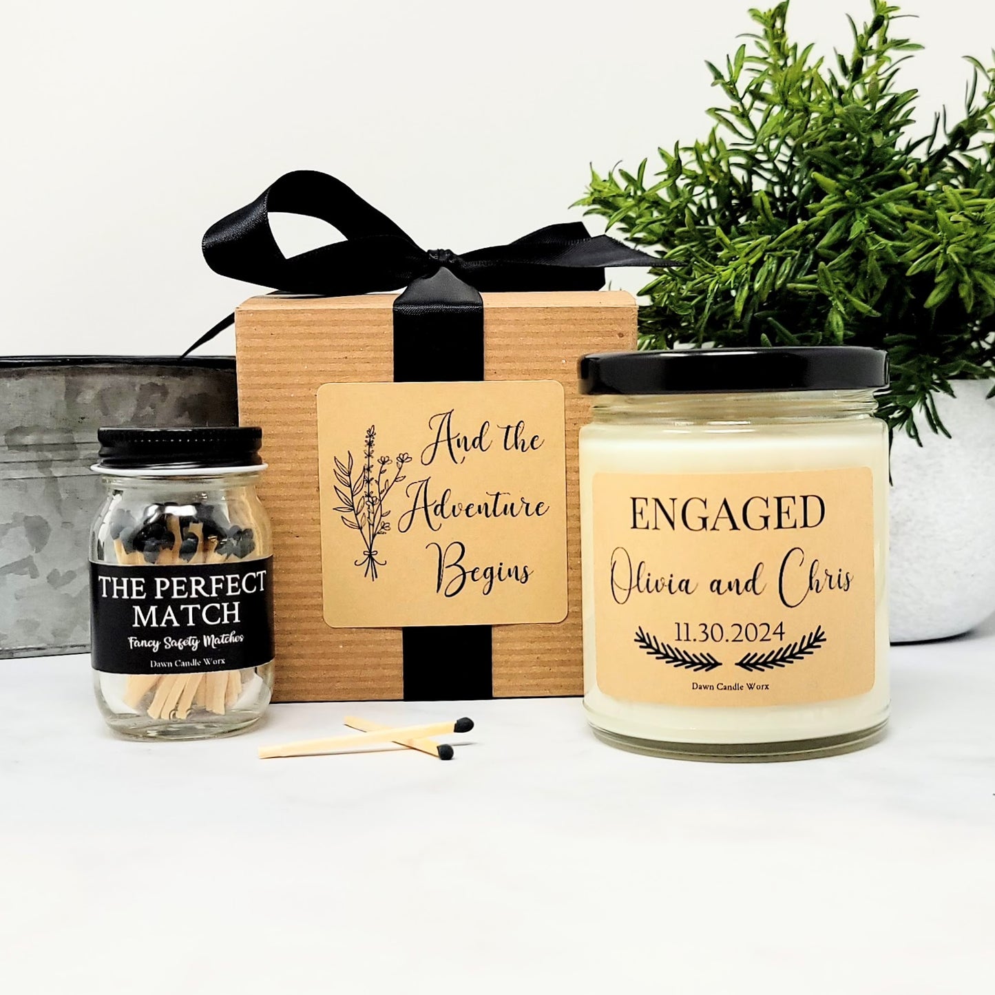 Engaged Candle - Personalized with Names and Date