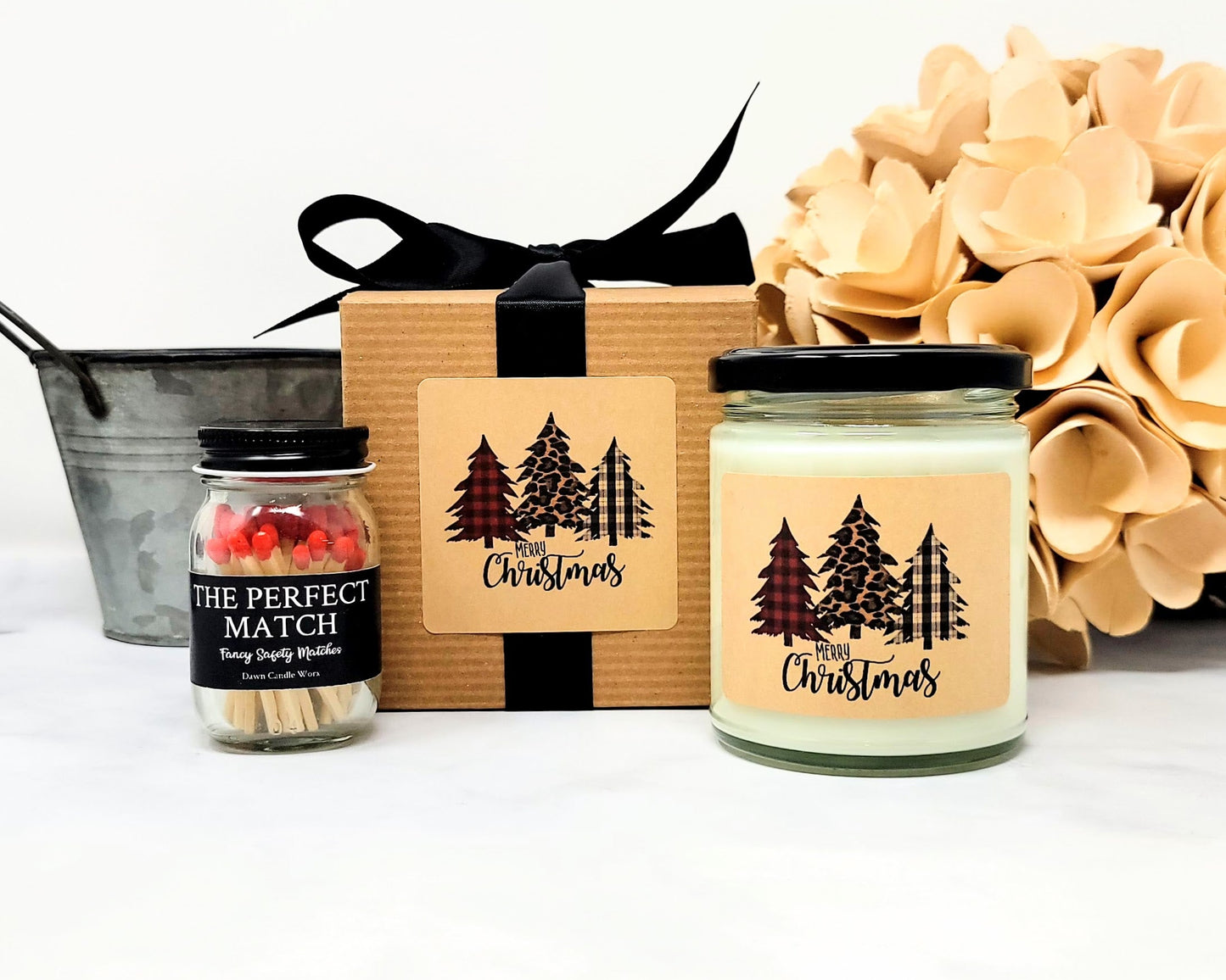 Merry Christmas Candle with Christmas Trees