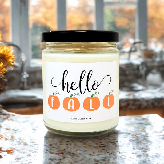 Hello Fall Pumpkin Candle