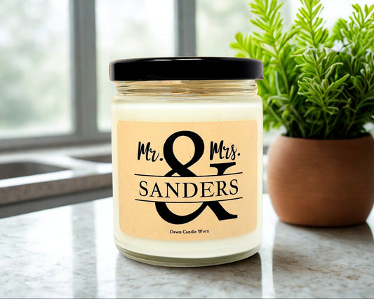 Mr. and Mrs. Candle - Personalized with Last Name