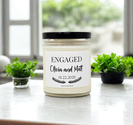 Personalized Engaged Candle with Names and Date