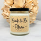 Personalized Bride To Be Candle