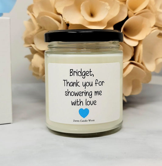 Baby Boy Shower Candle - Thank You For Showering Me With Love