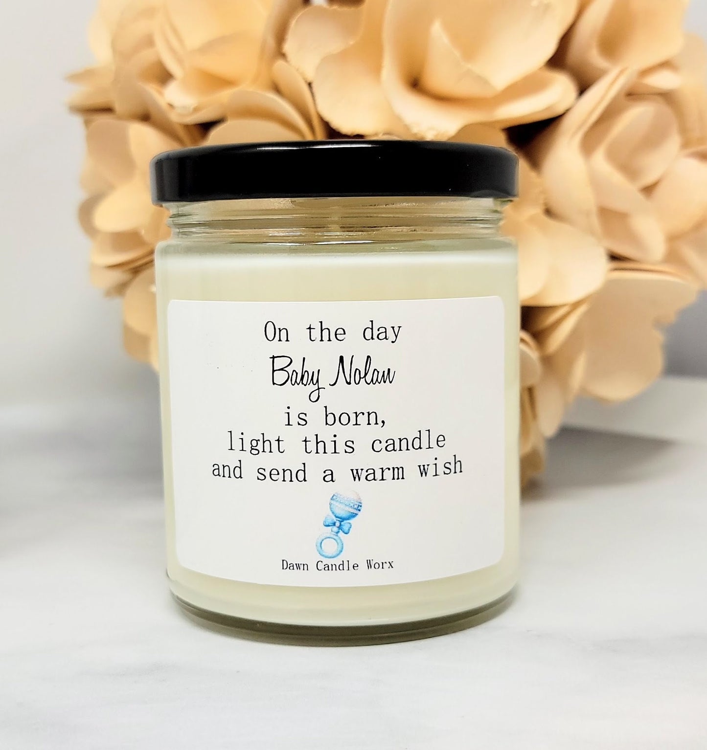 Baby Boy Shower Candle Favors - On The Day Baby Is Born