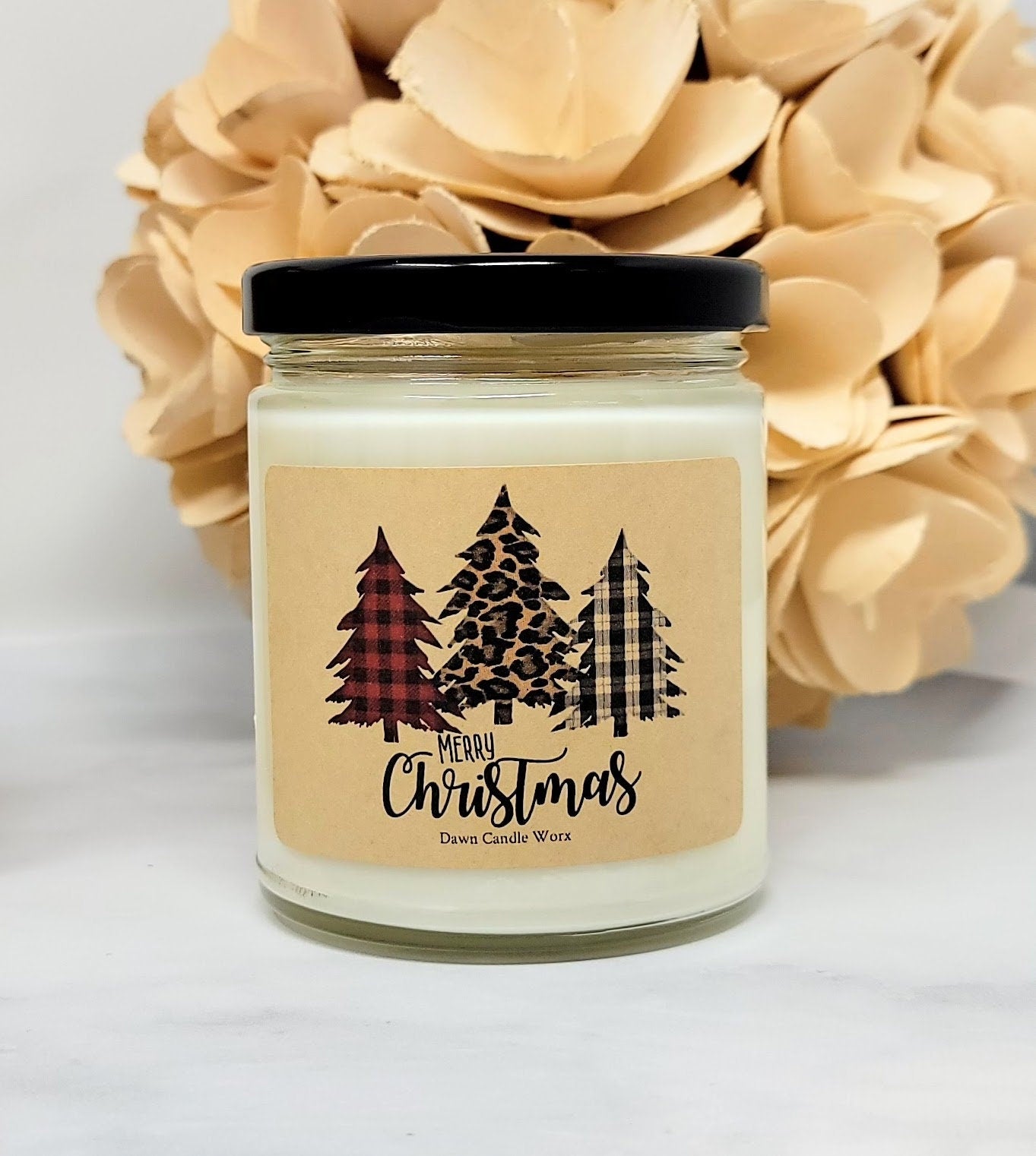 Merry Christmas Candle with Christmas Trees