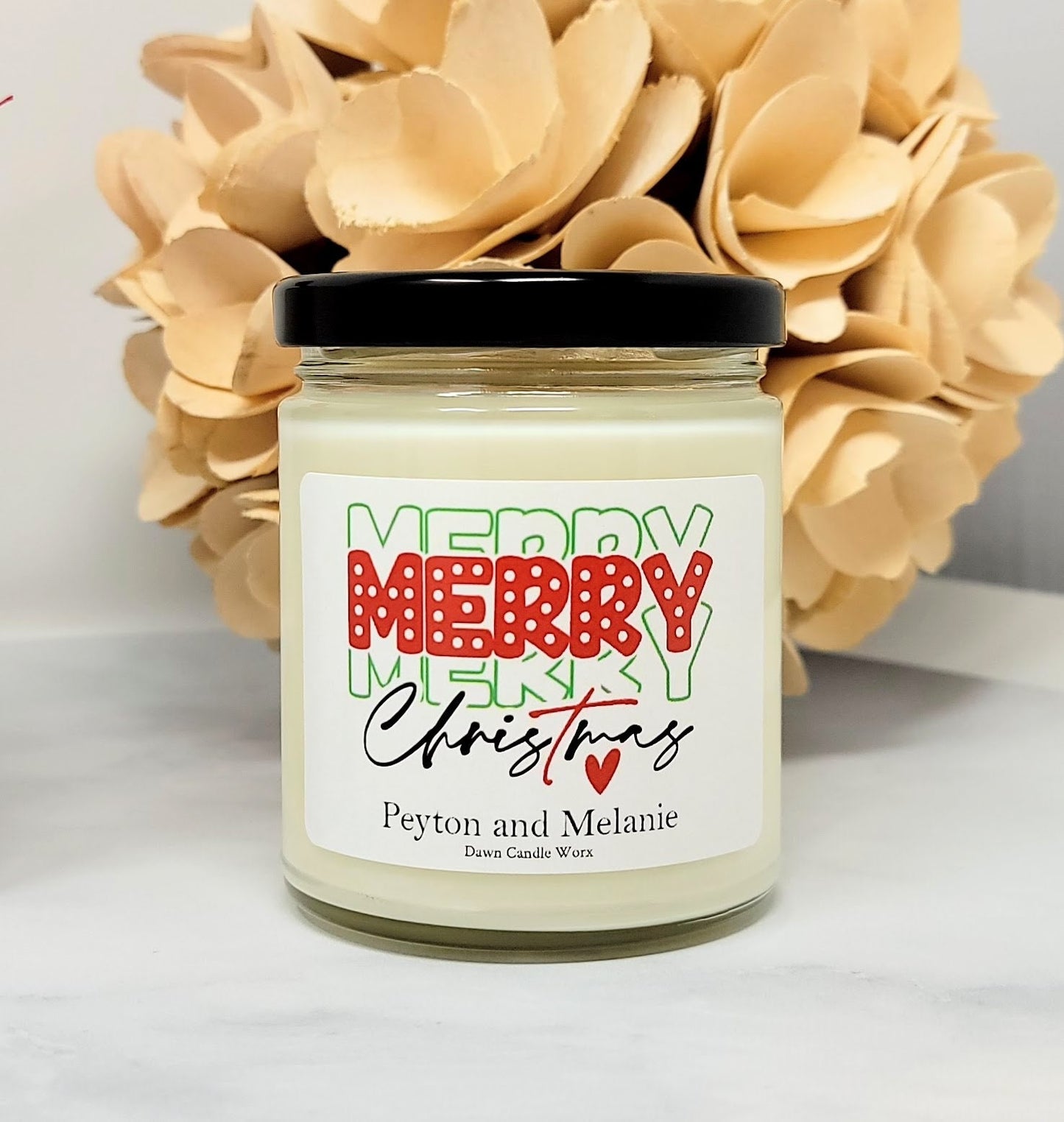 Personalized Merry Christmas Candle